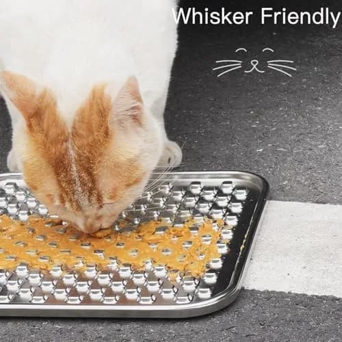 Feedoo Double Layer Stainless Steel Lick Mat for Dogs & Cats 25.19 cm (9.92 in) 2-Pack | Chew-Proof & Non-Slip for Anxiety Relief thumbnail 5