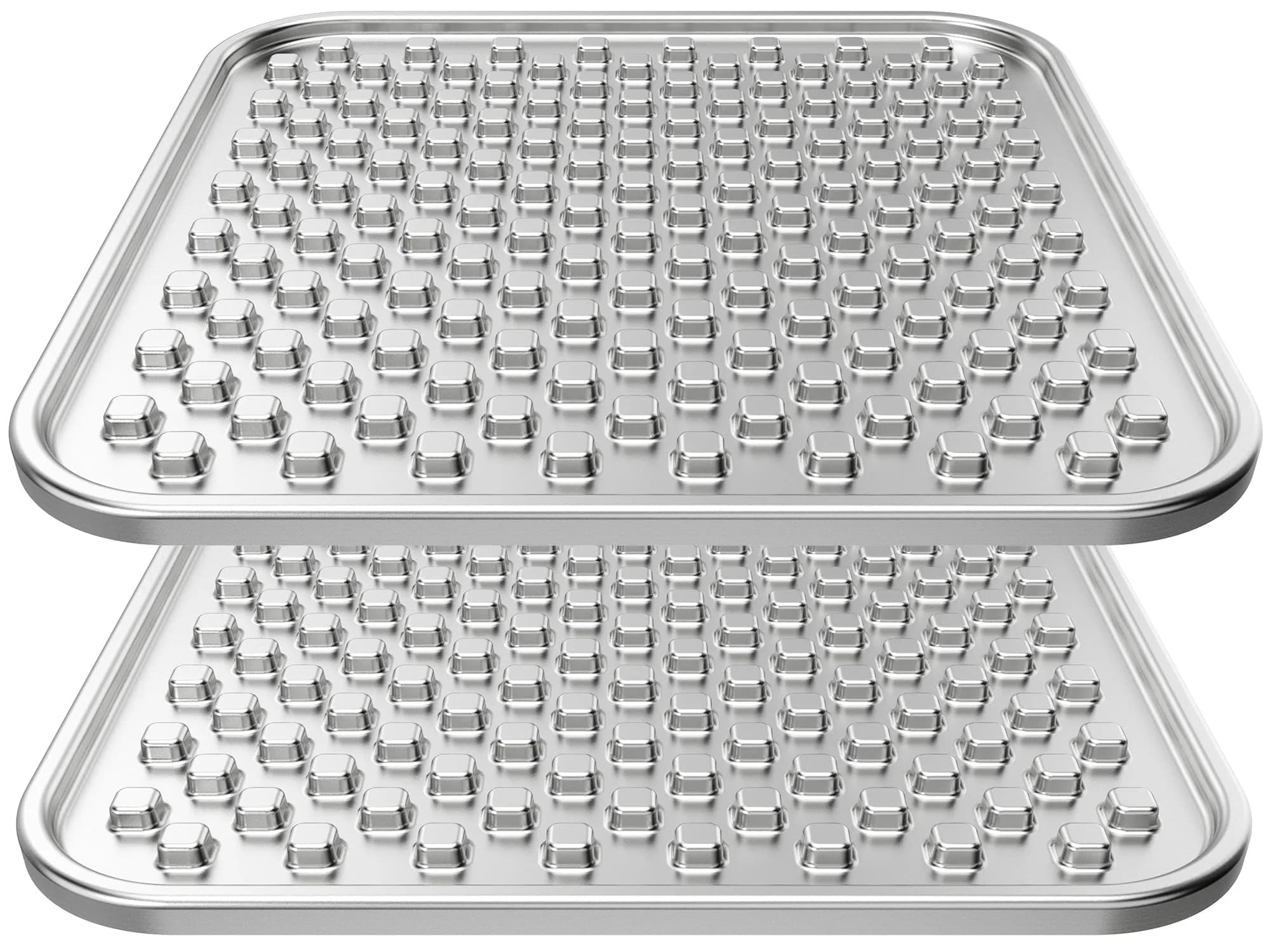 Feedoo Double Layer Stainless Steel Lick Mat for Dogs & Cats 25.19 cm (9.92 in) 2-Pack | Chew-Proof & Non-Slip for Anxiety Relief