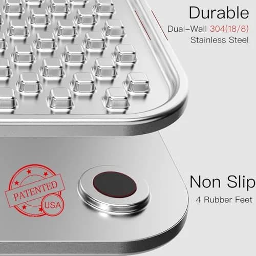 Feedoo Double Layer Stainless Steel Lick Mat for Dogs & Cats 25.19 cm (9.92 in) 2-Pack | Chew-Proof & Non-Slip for Anxiety Relief thumbnail 2