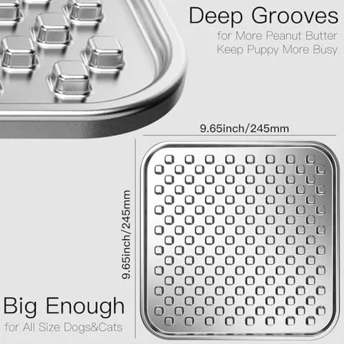 Feedoo Double Layer Stainless Steel Lick Mat for Dogs & Cats 25.19 cm (9.92 in) 2-Pack | Chew-Proof & Non-Slip for Anxiety Relief thumbnail 3