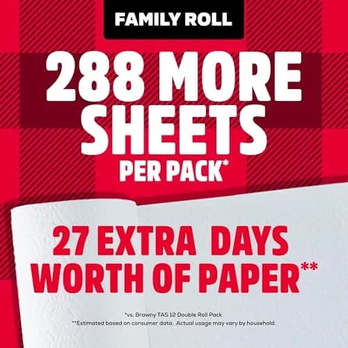 Brawny Tear-A-Square 3-Ply Paper Towels, 12 XL Family Rolls (1200 Sheets Total) | Strong, Absorbent, Durable thumbnail 4