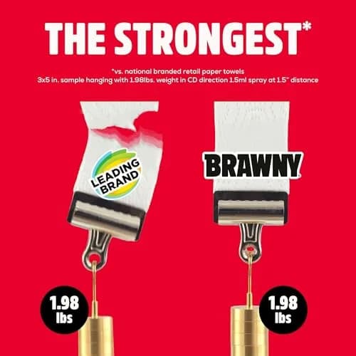 Brawny Tear-A-Square 3-Ply Paper Towels, 12 XL Family Rolls (1200 Sheets Total) | Strong, Absorbent, Durable thumbnail 5