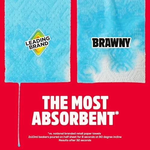 Brawny Tear-A-Square 3-Ply Paper Towels, 12 XL Family Rolls (1200 Sheets Total) | Strong, Absorbent, Durable thumbnail 6