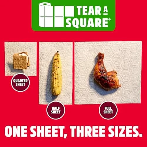 Brawny Tear-A-Square 3-Ply Paper Towels, 12 XL Family Rolls (1200 Sheets Total) | Strong, Absorbent, Durable thumbnail 7