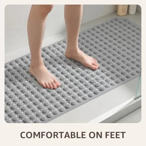 OTHWAY Grey Bathtub Shower Mat Non Slip | 91cm x 41cm (35"x16") with 198 Suction Cups thumbnail 5