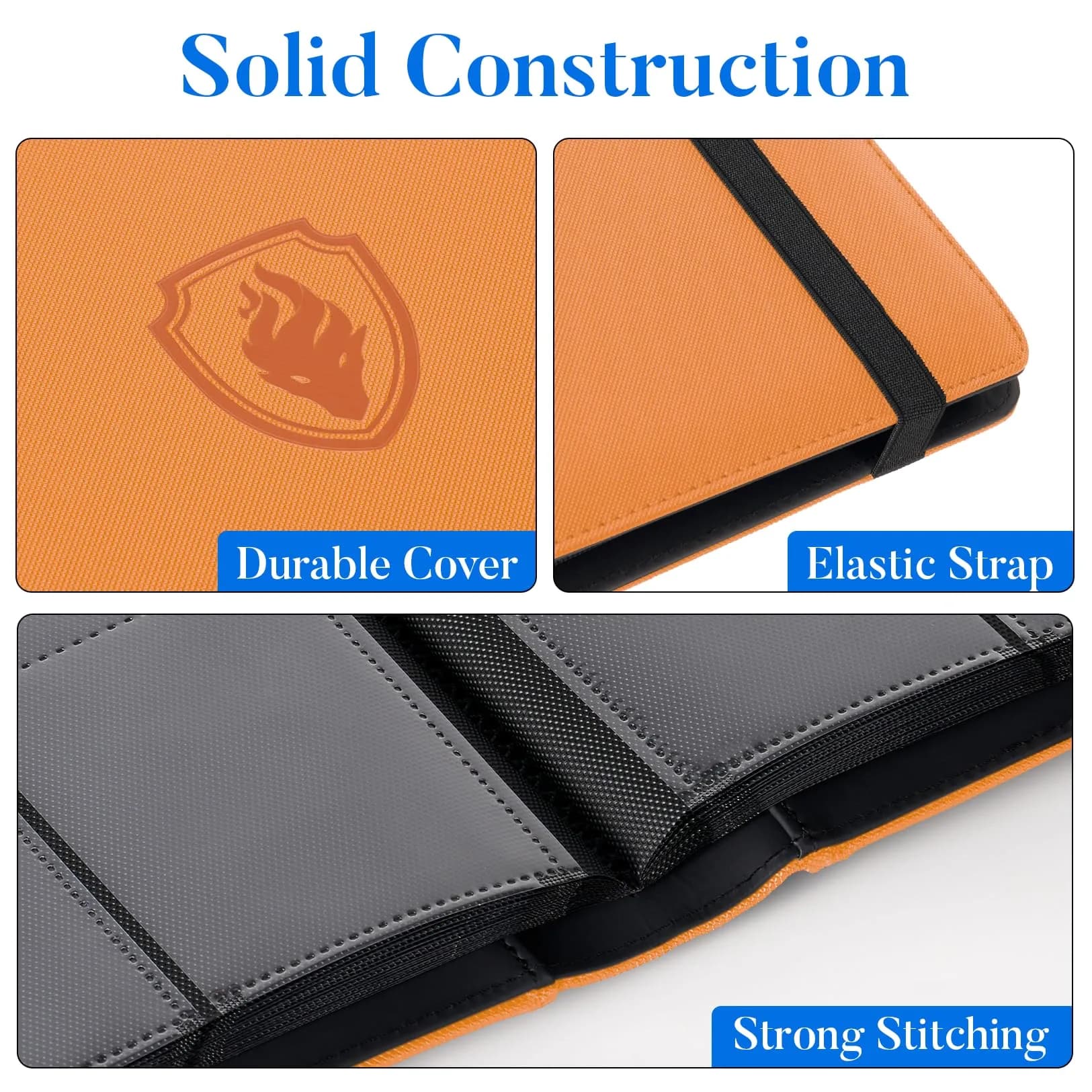 Fabmaker 9 Pocket Card Binder for 360 Cards, Orange PU Cover Display Album | Educational & Safe for Kids thumbnail 2