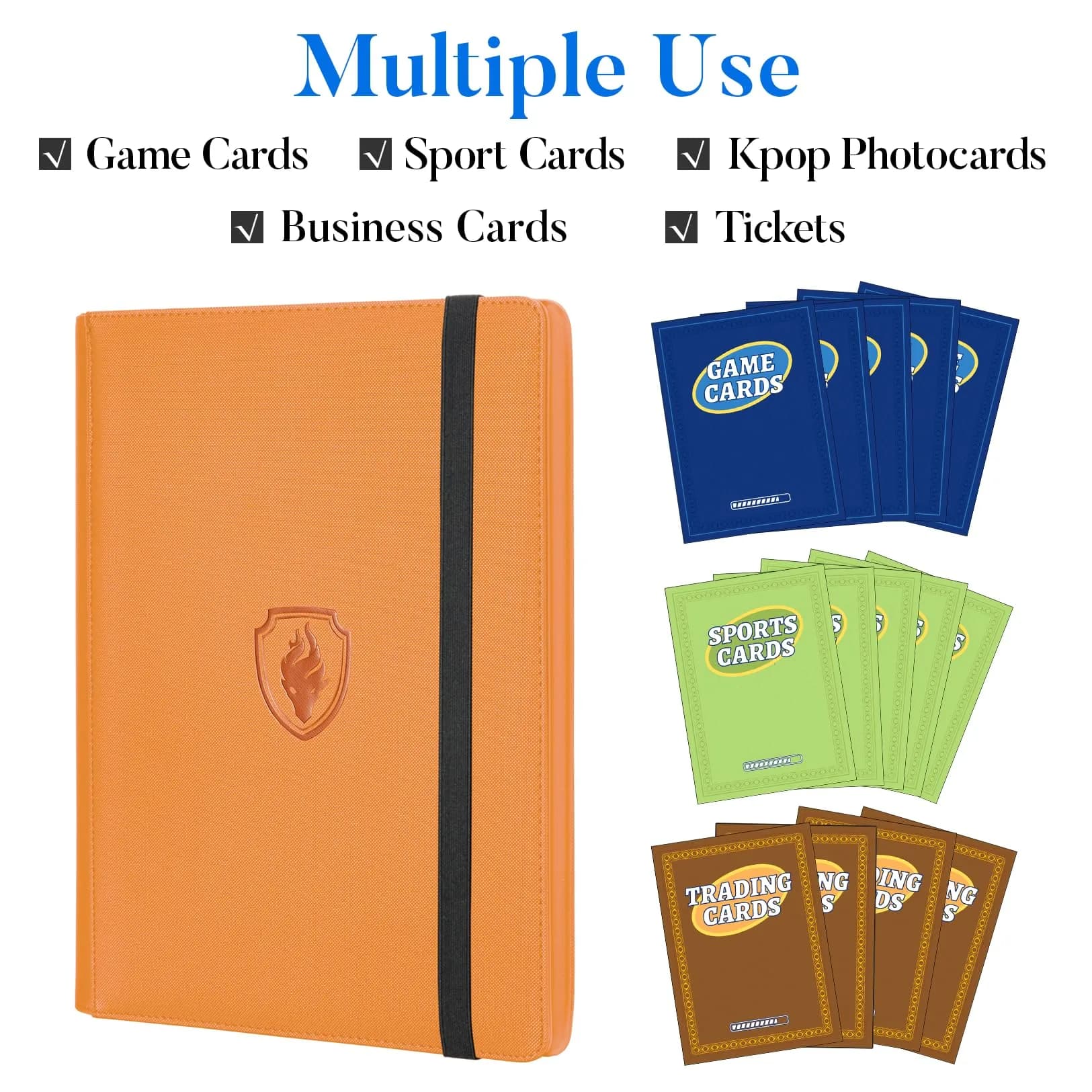 Fabmaker 9 Pocket Card Binder for 360 Cards, Orange PU Cover Display Album | Educational & Safe for Kids thumbnail 3