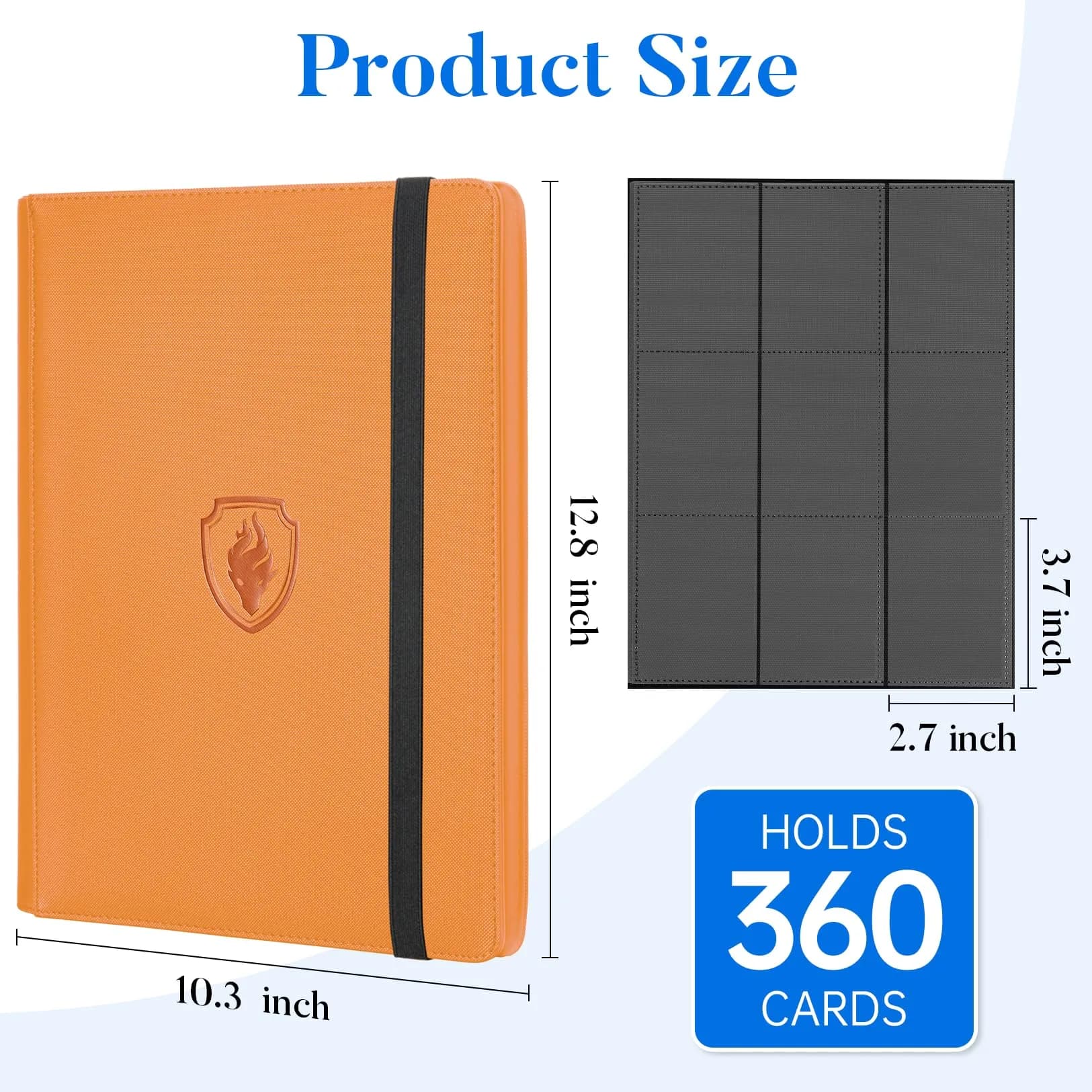 Fabmaker 9 Pocket Card Binder for 360 Cards, Orange PU Cover Display Album | Educational & Safe for Kids thumbnail 6
