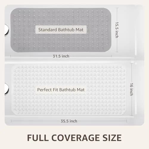 OTHWAY Bath Tub Shower Mat Non Slip 35x16 Inch White | 198 Suction Cups, Rapid Drain, Machine Washable thumbnail 4