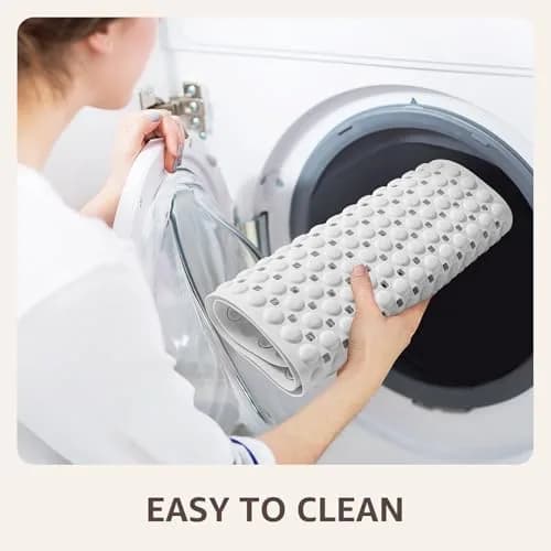 OTHWAY Bath Tub Shower Mat Non Slip 35x16 Inch White | 198 Suction Cups, Rapid Drain, Machine Washable thumbnail 6
