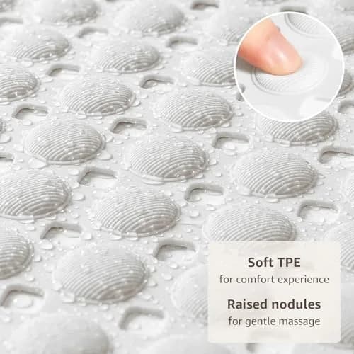OTHWAY Bath Tub Shower Mat Non Slip 35x16 Inch White | 198 Suction Cups, Rapid Drain, Machine Washable thumbnail 2