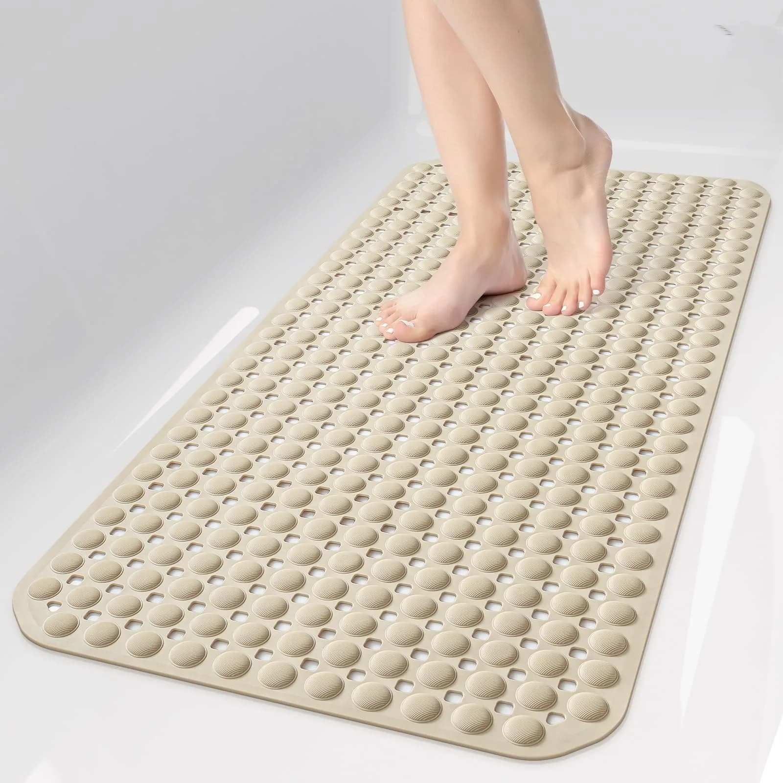 OTHWAY Non-Slip Bath Tub Shower Mat 90cm x 40cm (35" x 16") | Secure Grip for Wet Surfaces — Brown