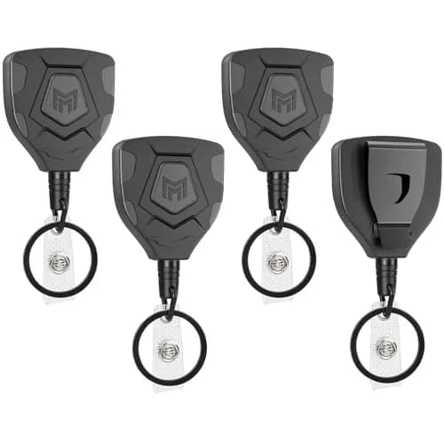 MNGARISTA Heavy Duty Retractable Badge Reel Keychain 31.5'' Steel Cord (4-Pack, Carbon Black) thumbnail 1