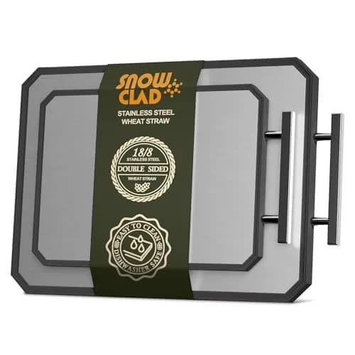 SNOWCLAD Stainless Steel Cutting Board Set of 2 | Durable, Hygienic & Easy to Clean (16x11+12x8.3 Inch) thumbnail 1