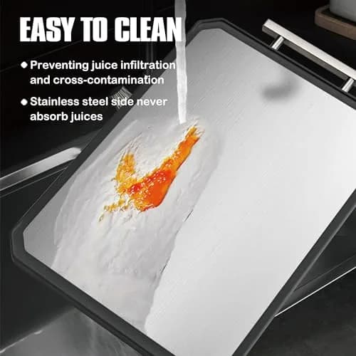 SNOWCLAD Stainless Steel Cutting Board Set of 2 | Durable, Hygienic & Easy to Clean (16x11+12x8.3 Inch) thumbnail 3