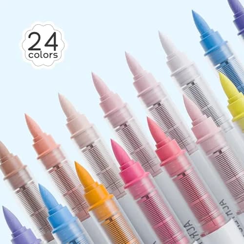 languo 24 Colors Acrylic Paint Markers, Brush Tip | Water-Based, Waterproof, 1-5mm Lines, Ideal for Art & Craft (70-120 chars) thumbnail 4