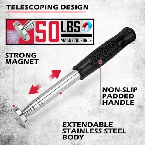 SEDY Telescoping Magnetic Pickup Tool 3 Pack with Parts Tray, 41in Extendable Magnet Stick, 50lb Pull Force | Workshop & Garage Essentials thumbnail 3