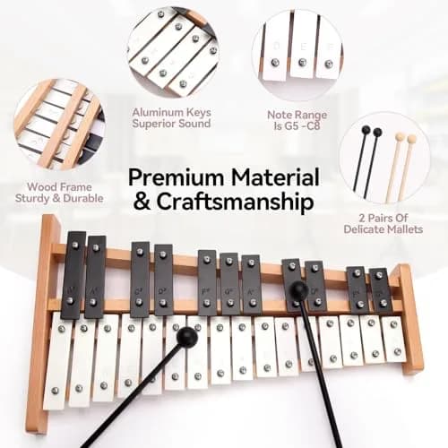 Heuyrao 27 Note Foldable Glockenspiel Xylophone | Bright Aluminum Tone & Compact Design for Beginners & Pros thumbnail 4