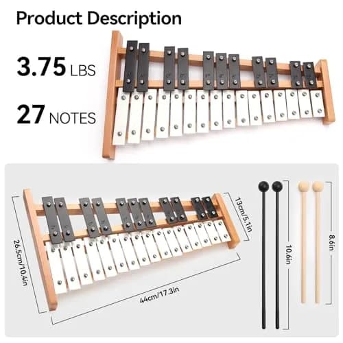Heuyrao 27 Note Foldable Glockenspiel Xylophone | Bright Aluminum Tone & Compact Design for Beginners & Pros thumbnail 2