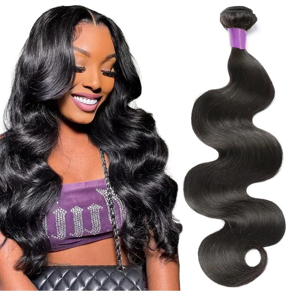 ANNELBEL 16 Inch Body Wave Human Hair Bundles | 100% Unprocessed Brazilian Virgin Hair — Natural Black
