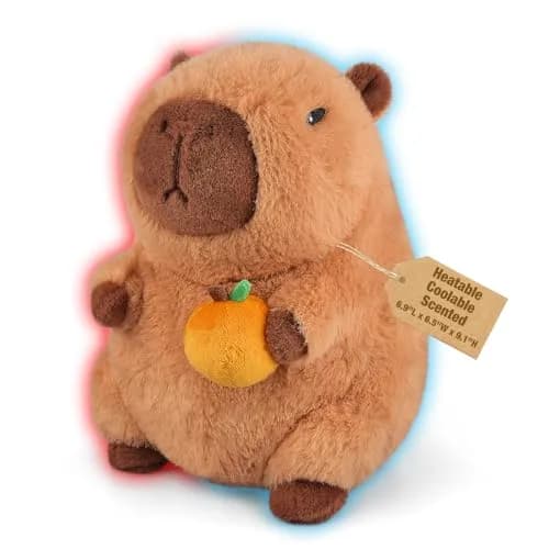 Bobbie & Laxi Capybara with Orange Plushie Weighted Stuffed Animal 25cm (9.1in) | Heat & Cold Therapy with Aromatherapy thumbnail 1