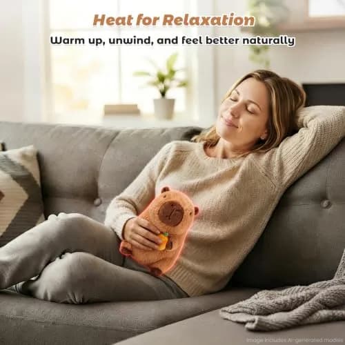 Bobbie & Laxi Capybara with Orange Plushie Weighted Stuffed Animal 25cm (9.1in) | Heat & Cold Therapy with Aromatherapy thumbnail 7