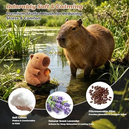 Bobbie & Laxi Capybara with Orange Plushie Weighted Stuffed Animal 25cm (9.1in) | Heat & Cold Therapy with Aromatherapy thumbnail 2