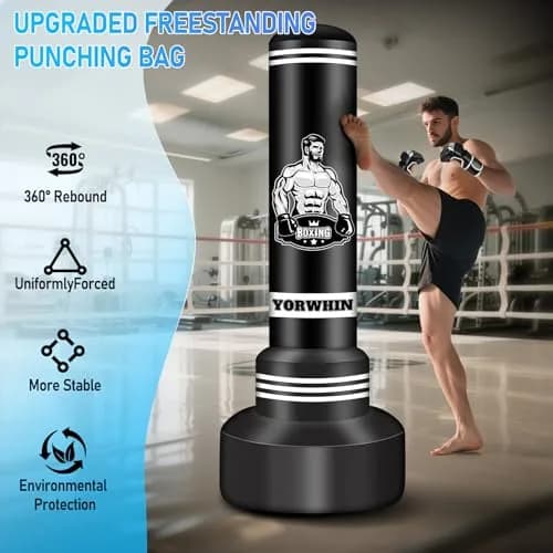 YORWHIN Freestanding Punching Bag 70" (178 cm) with Gloves & Pump | Heavy Duty for Adults & Teens thumbnail 3
