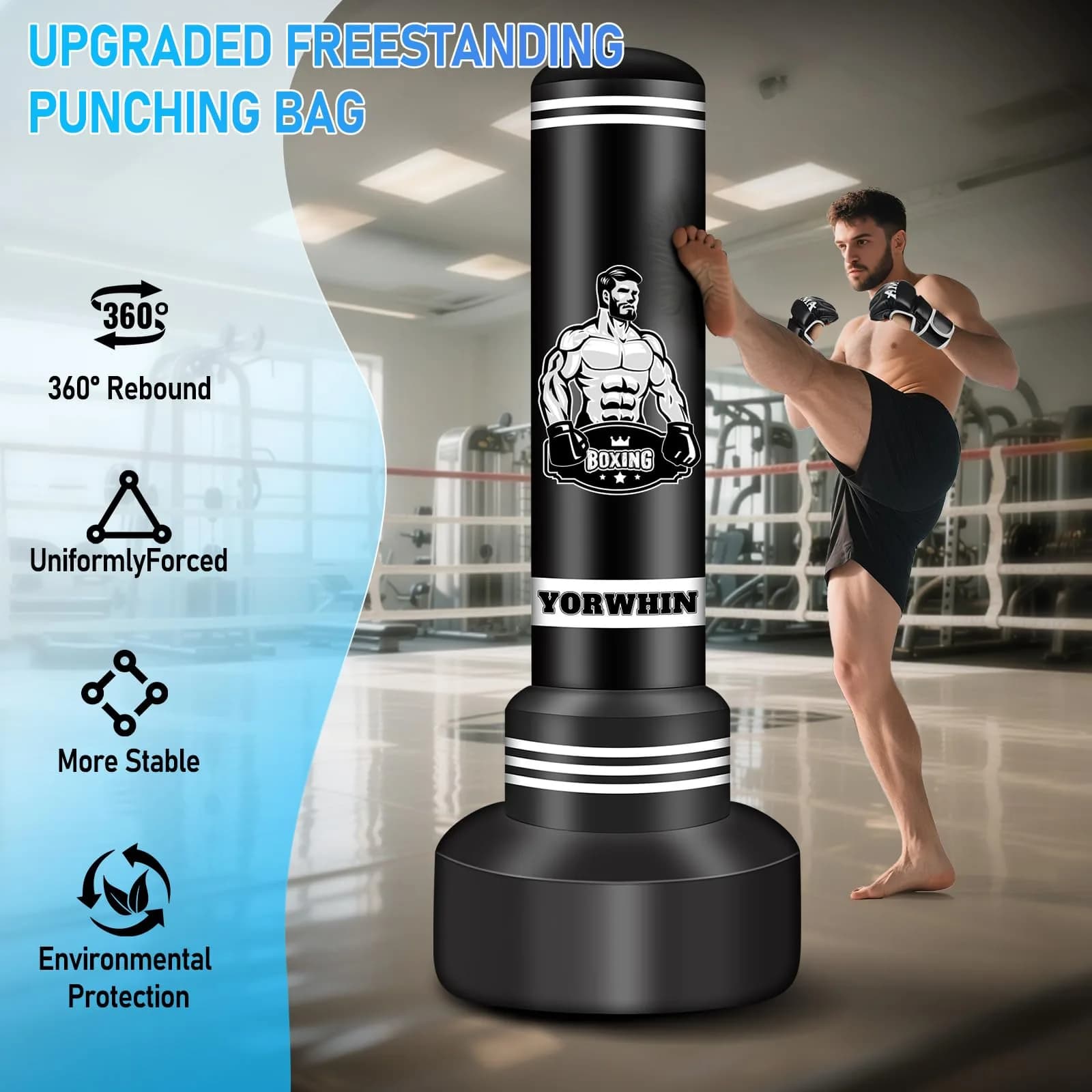 YORWHIN Freestanding Punching Bag 70" (178 cm) with Gloves & Pump | Heavy Duty for Adults & Teens - view 3