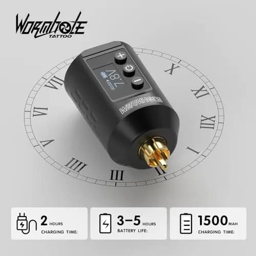 Wormhole Wireless Tattoo Kit, LED Digital Display, Dot Working Mode | Complete Rotary Tattoo Set for Beginners thumbnail 5