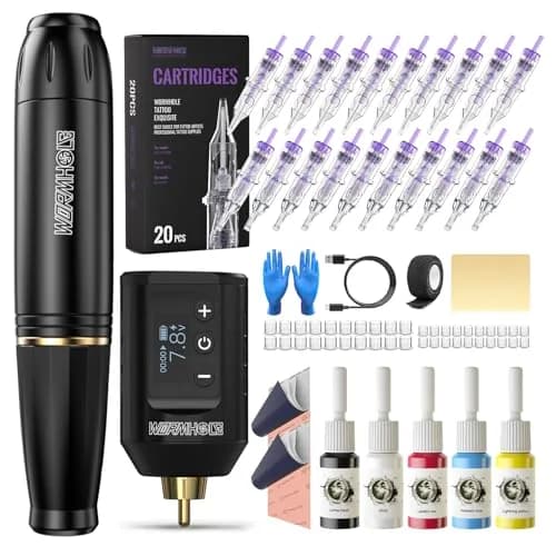 Wormhole Wireless Tattoo Kit, LED Digital Display, Dot Working Mode | Complete Rotary Tattoo Set for Beginners thumbnail 1