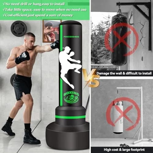JUOIFIP Heavy Standing Punching Bag for Adults, 70 inch (178 cm) | Complete Boxing Set with Gloves & Pump thumbnail 7