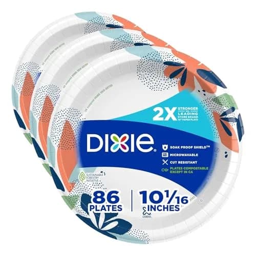 Dixie 25.4cm (10 Inch) Paper Plates Value Pack (86 Count, 3-Pack) | 2X Stronger Disposable Plates - view 2