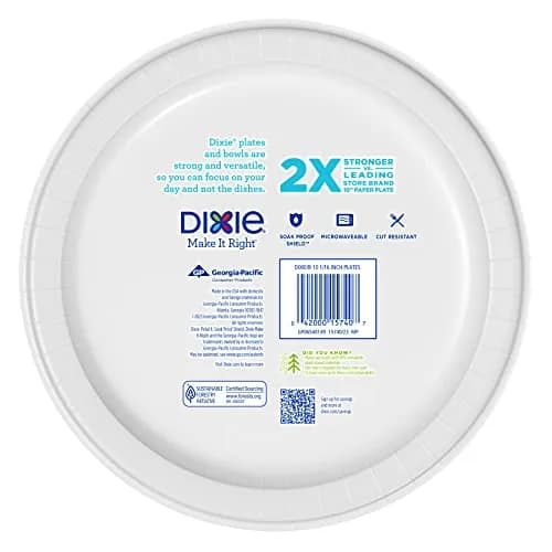 Dixie Ultra Paper Plates 10 Inch (258 Count) | 2X Stronger, Soak-Proof, Microwave-Safe | Kosher Certified thumbnail 9