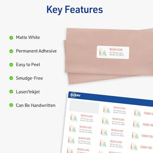 Avery Easy Peel Address Labels 1" x 2-5/8" (Pack of 5, 3750 Labels Total) | Sure Feed Technology for Jam-Free Printing thumbnail 3