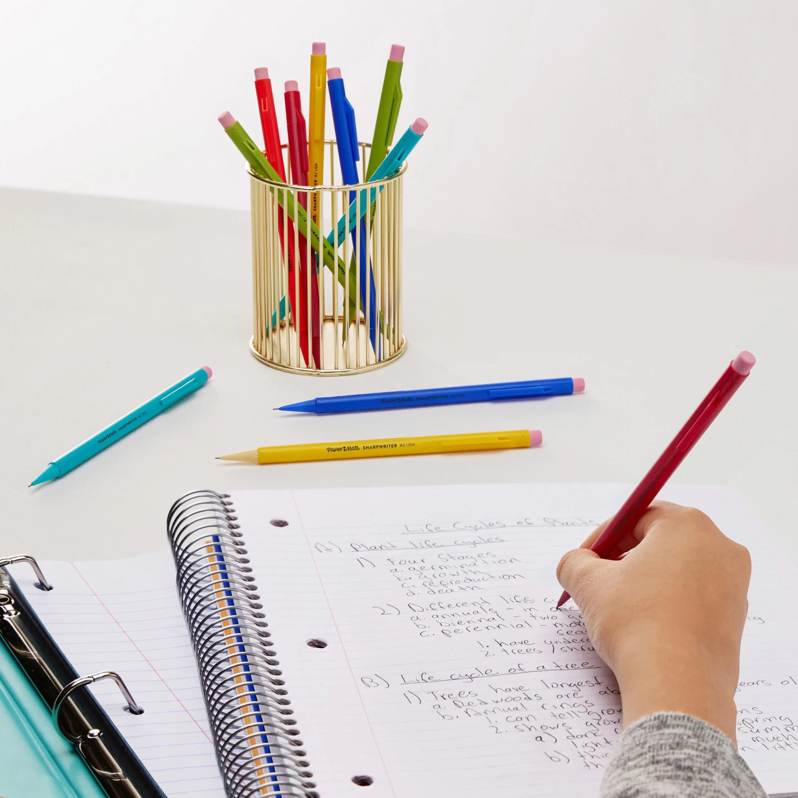 Paper Mate SharpWriter Mechanical Pencils Yellow | 0.7 mm #2 Lead, Pack of 6 (216 Count Total) | Shock-Absorbing Tip - view 8