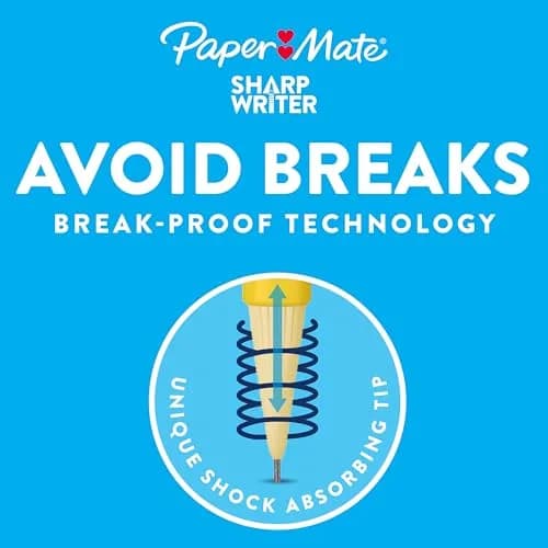 Paper Mate SharpWriter Mechanical Pencils Yellow | 0.7 mm #2 Lead, Pack of 6 (216 Count Total) | Shock-Absorbing Tip thumbnail 2