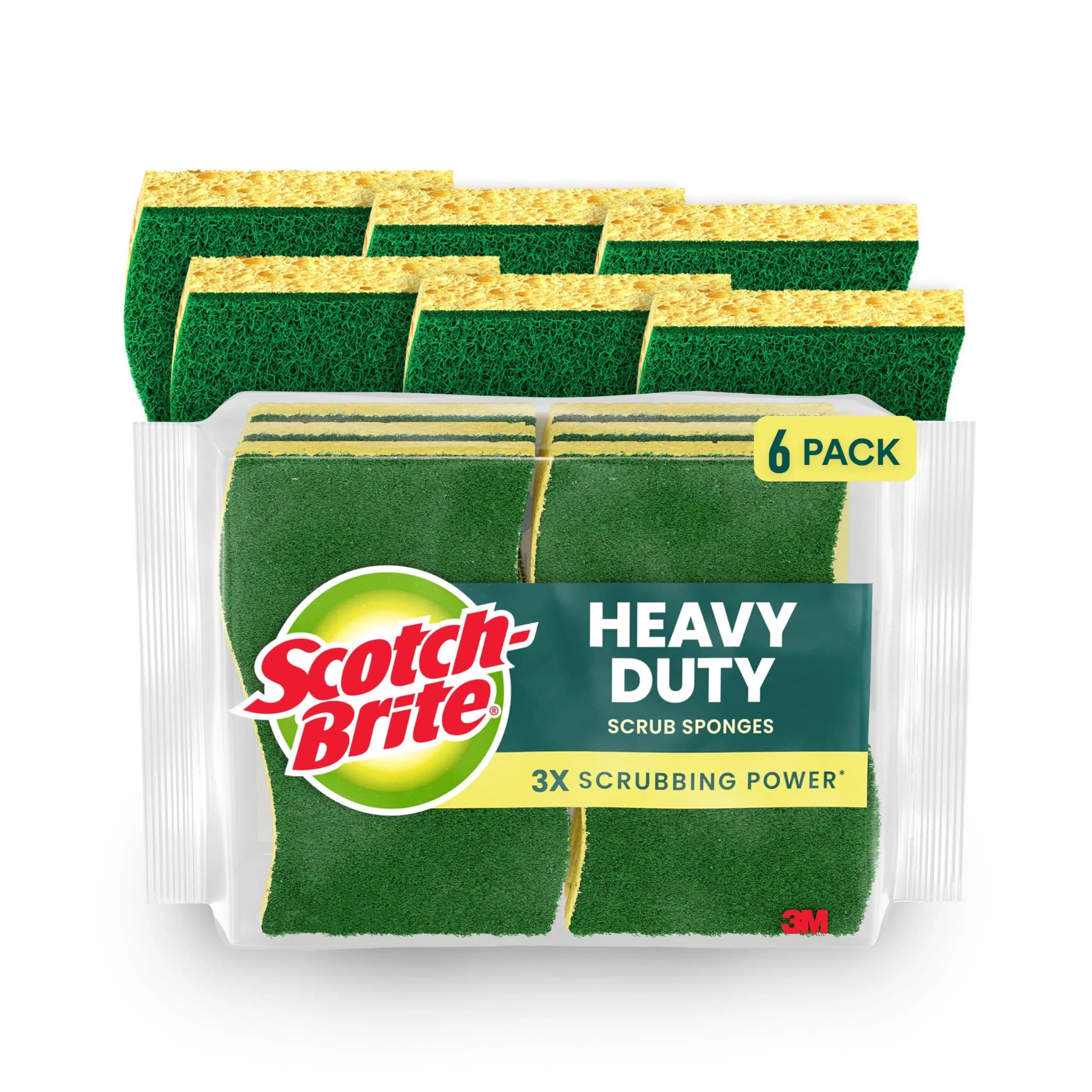 Scotch-Brite Heavy Duty Scrub Sponge (Pack of 6) | Tough Messes, Lasts 3X Longer - main product image