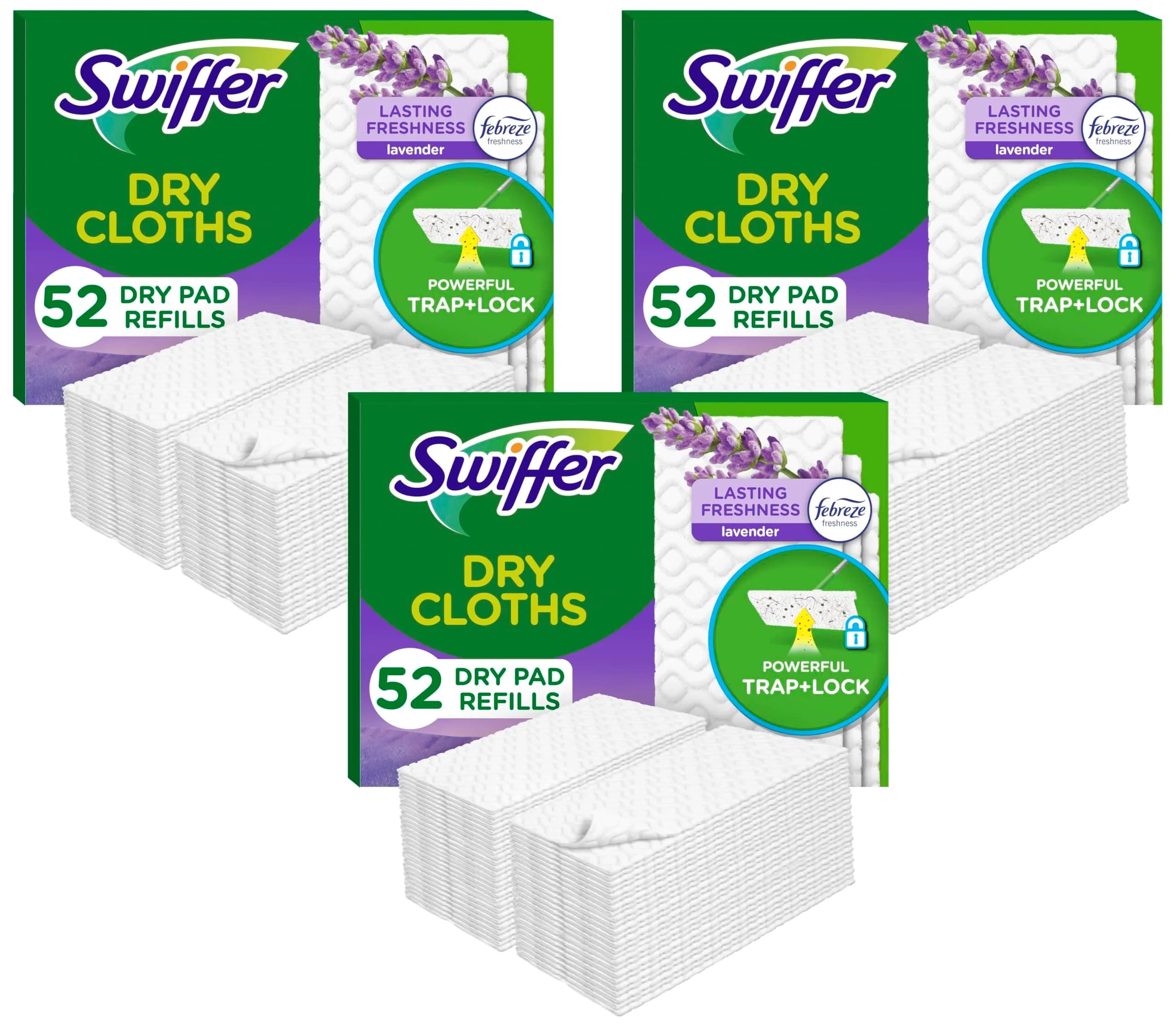 Swiffer Sweep + Mop Dry Pads Refill, Lavender Scent, 52 Count (Pack of 3) - main product image