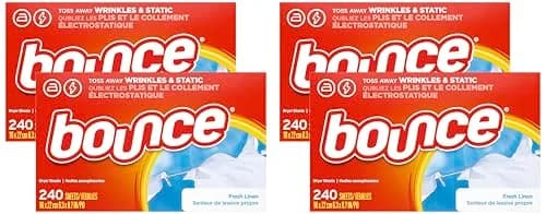 Bounce Fresh Linen Fabric Softener Dryer Sheets 960 Count (240 Sheets x 4 Packs) | Controls Static & Wrinkles thumbnail 1
