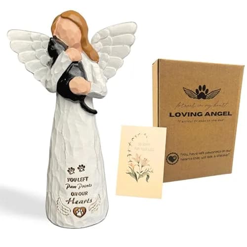 DUDULOVY Cat Memorial Gifts - Angel Statue, Black, Polyresin, Pet Memorial Products thumbnail 1