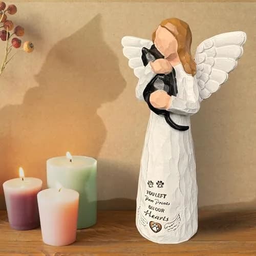 DUDULOVY Cat Memorial Gifts - Angel Statue, Black, Polyresin, Pet Memorial Products thumbnail 6
