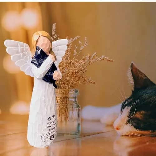 DUDULOVY Cat Memorial Gifts - Angel Statue, Black, Polyresin, Pet Memorial Products thumbnail 3