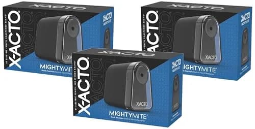 X-Acto Pencil Sharpener, Mighty Mite Electric, with Pencil Saver®, SafeStart® Motor, Black, Pack of 3 | Precise Tips, Less Frustration thumbnail 1