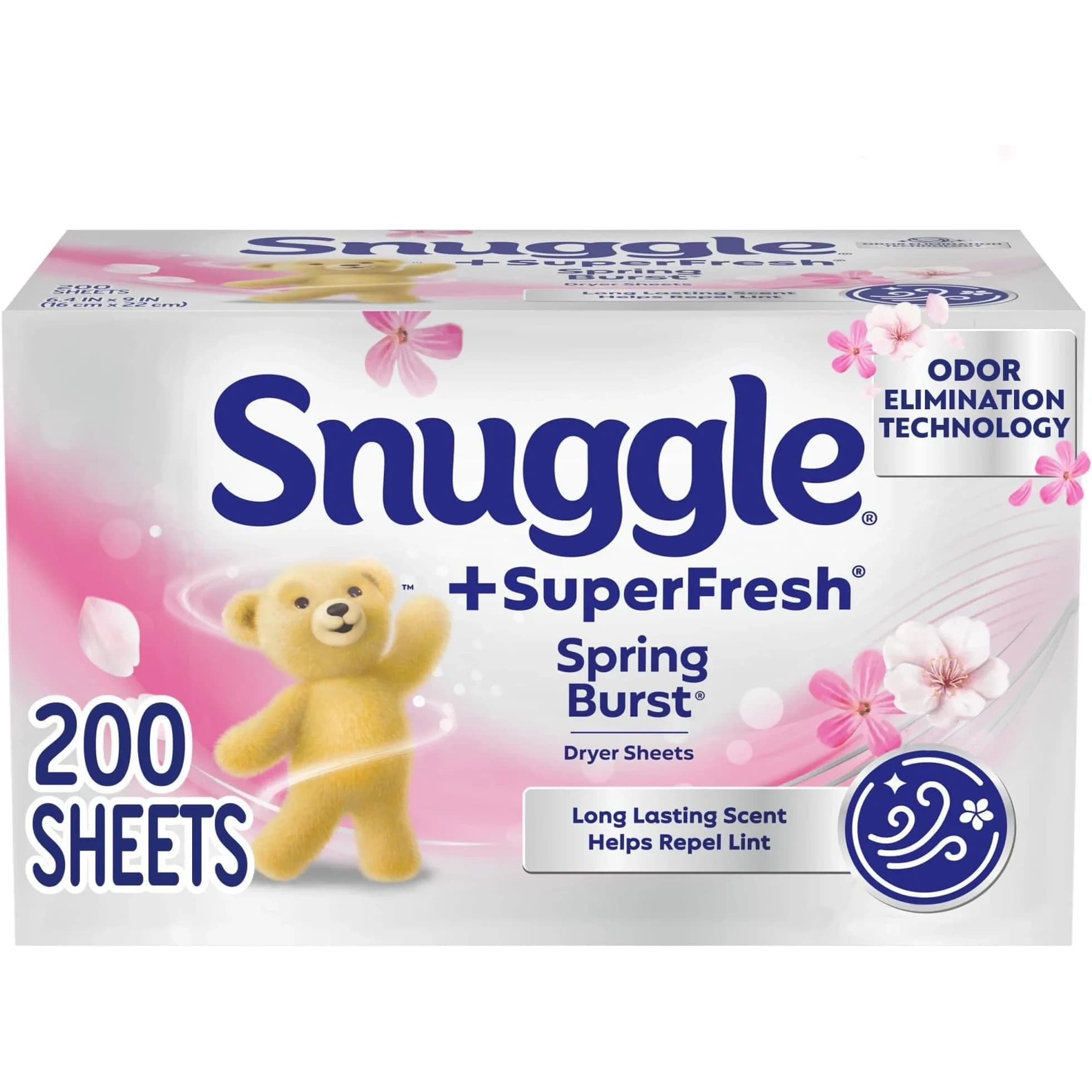 Snuggle Plus SuperFresh Dryer Sheets Spring Burst 1200 Count (200 Count Pack of 6) | Static Control & Odor Eliminating - main product image