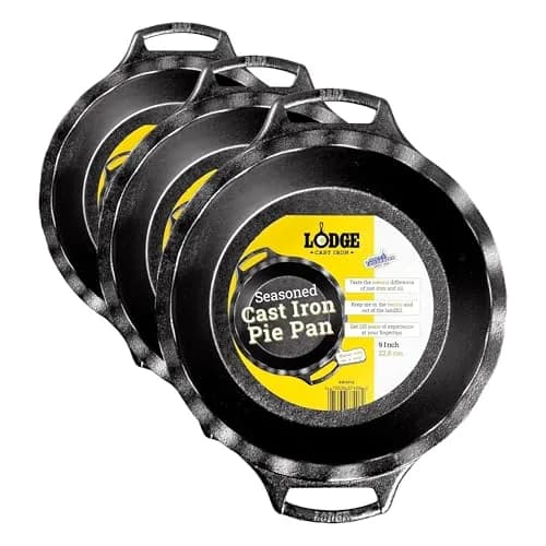 Lodge Cast Iron Pie Pan 9 Inch (Pack of 3) | Durable, Even-Heat Baking Pan for Pies & More thumbnail 1
