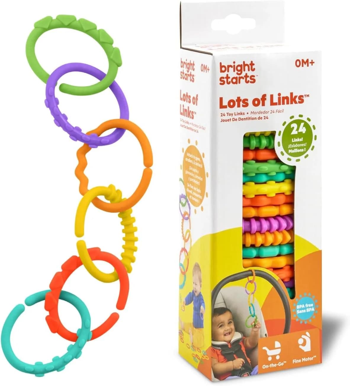 Bright Starts Lots of Links Rings Toys | 144 Count (Pack of 6) - main product image