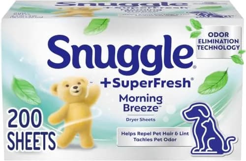 Snuggle SuperFresh Fabric Softener Dryer Sheets Morning Breeze 200 Count (Pack of 6) | Tackles Pet Odor & Static thumbnail 1