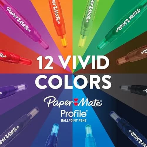 Paper Mate Profile Retractable Ballpoint Pens, Assorted Colors, Bold 1.4mm Tip, 144 Count | Smooth Ink Flow Writing Instrument thumbnail 6