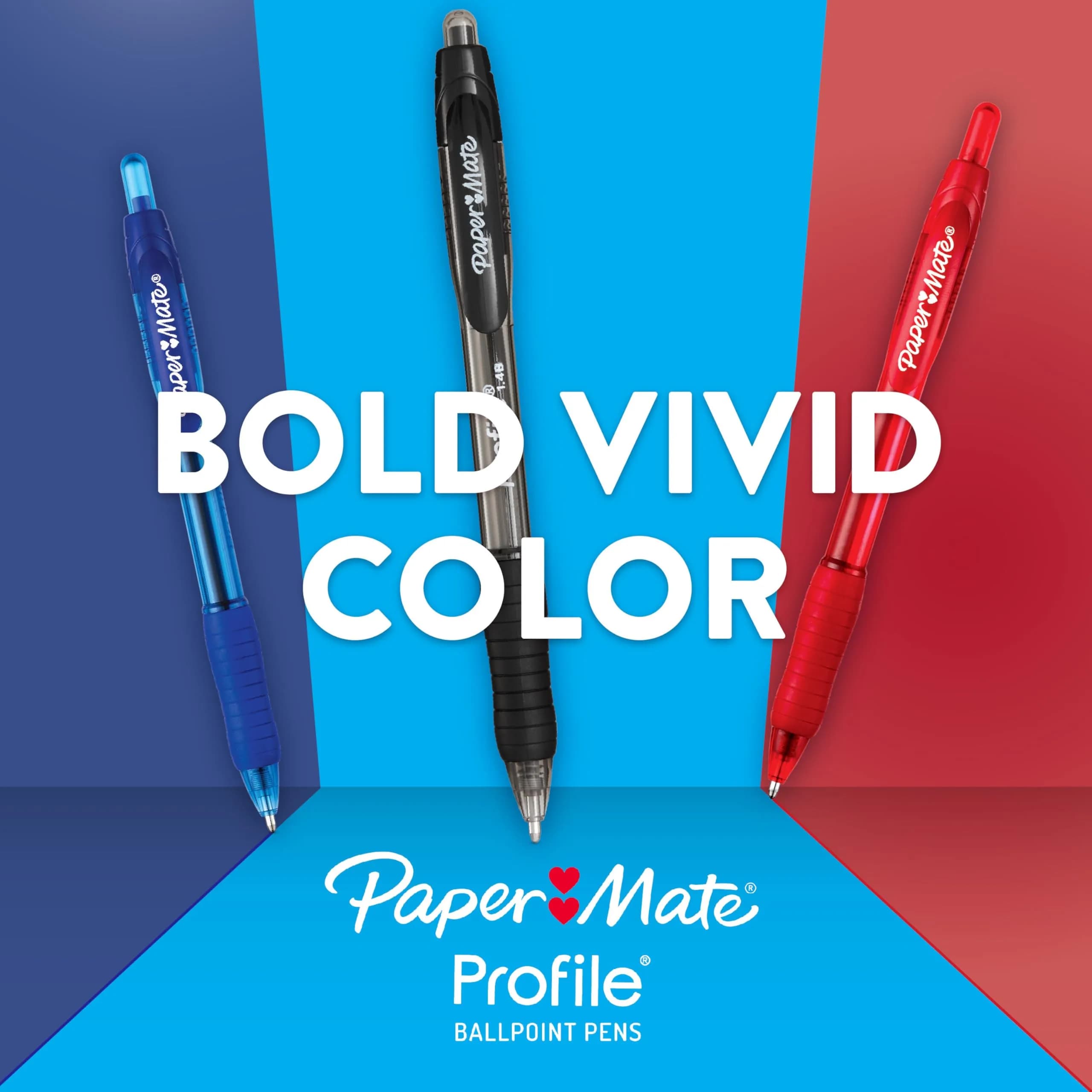 Paper Mate Profile Retractable Ballpoint Pens, Assorted Colours, Bold 1.4mm Tip, 12 Count Pack | Smooth Ink Flow for Confident Writing - view 3